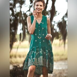 NWT ANTHROPOLOGIE MAEVE Linen Sleeveless Floral Embroidered Dress with Slip